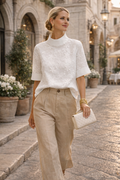 Bluse mit kurzen Ärmeln und Blumenmuster für Damen