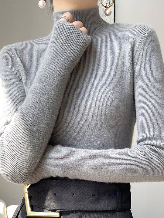 Damen Strickpullover Mit Halbhohem Kragen Und Schmalem Schnitt