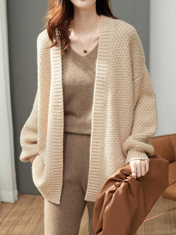Damen Strickjacke Mit Lockerem Schnitt Und Einfarbigem Design