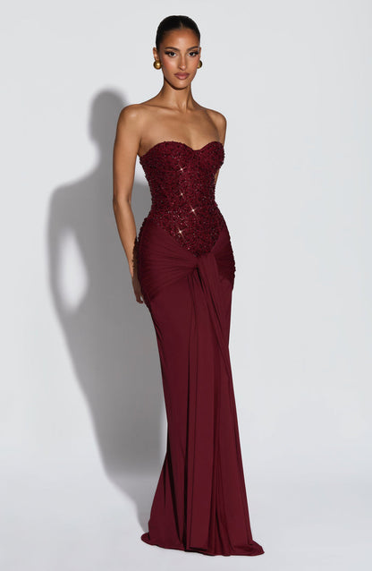 Ärmelloses Corsagen-Glitzer-Maxikleid Damen