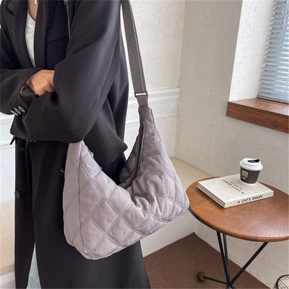 Gesteppte Diamond Puffer Schultertasche Leichtes Nylon