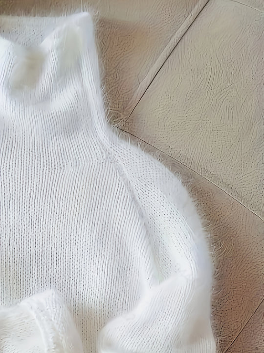 Rollkragenpullover in einfarbigem Design für Damen