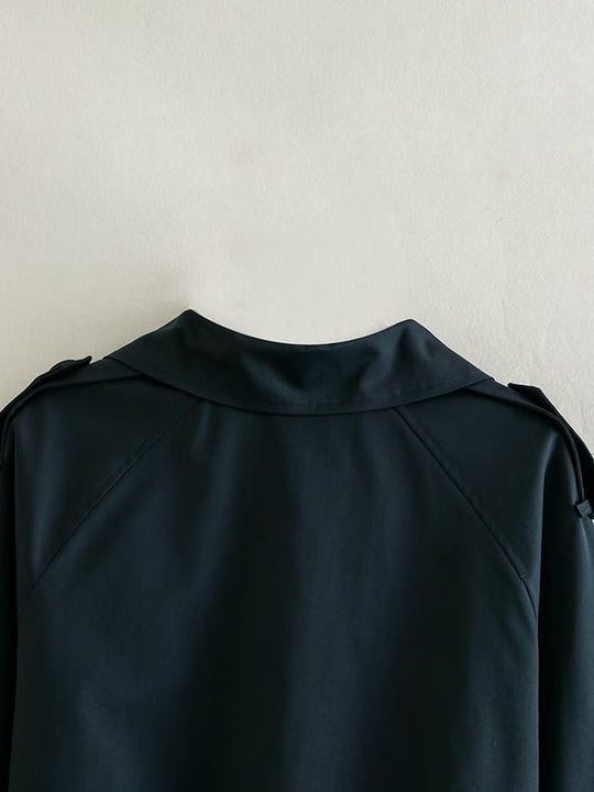Damen Trenchjacke Kurz Mit Reverskragen