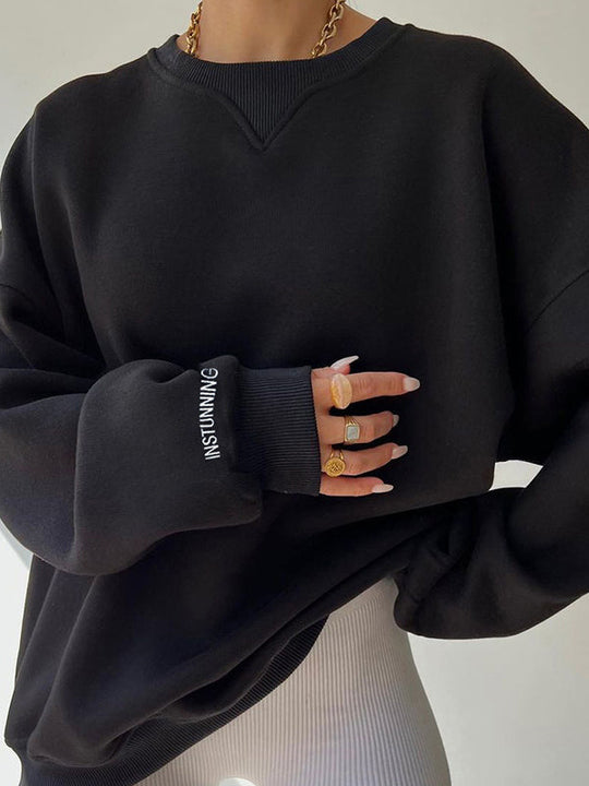 Damen Sweatshirt Mit Rundhalsausschnitt Und Lockerem Schnitt