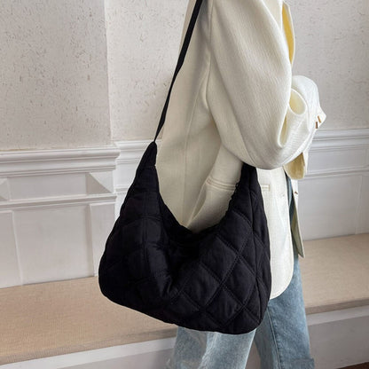 Gesteppte Diamond Puffer Schultertasche Leichtes Nylon