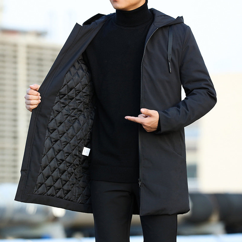 Herren Parka Wintermantel Mit Kapuze Und Warmer Fütterung