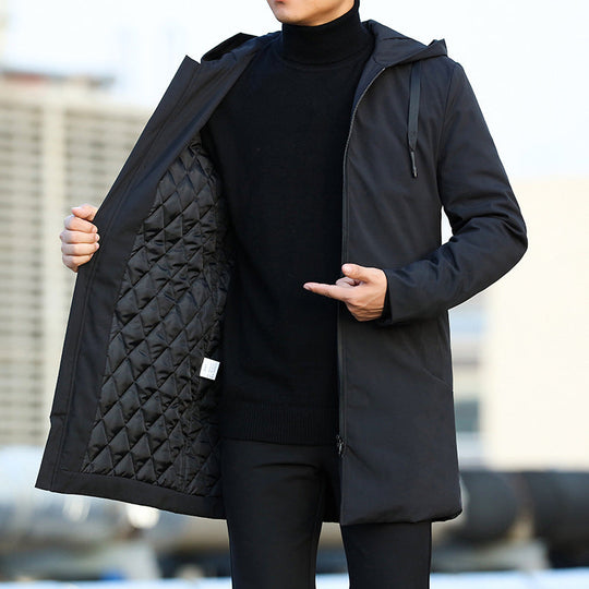 Herren Parka Wintermantel Mit Kapuze Und Warmer Fütterung