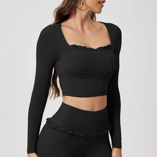 Damen Pilates Set Mit Rüschen-Details