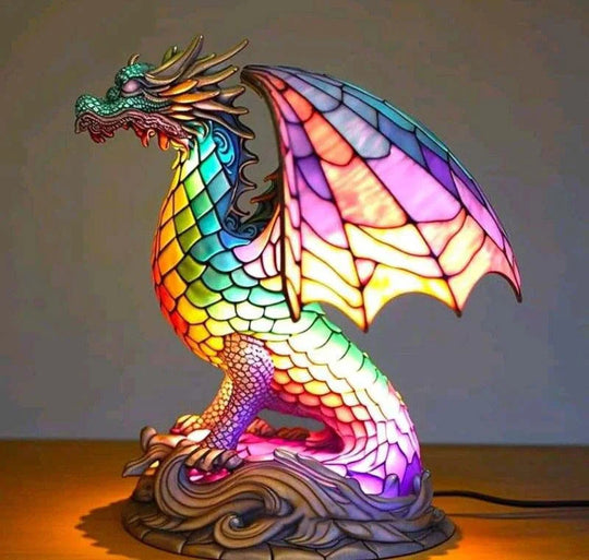 Kunstvolle Tier-Tischlampe mit Buntglaseffekt