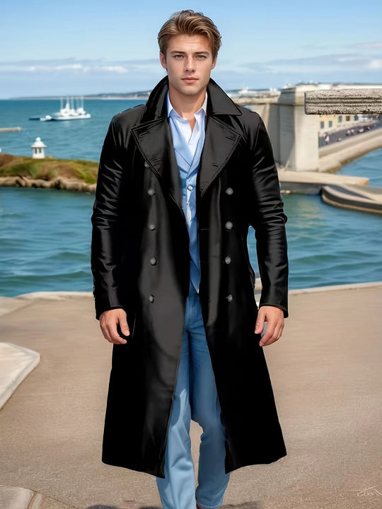 Doppelreihiger Mantel mit Reverskragen in Langform für Herren