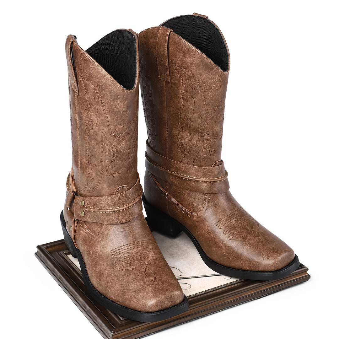 Westernstiefel mit Zierschnalle und eckiger Kappe für Damen
