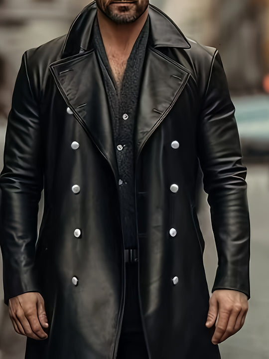 Doppelreihiger Mantel mit Reverskragen in Langform für Herren