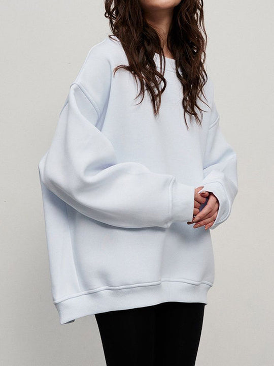 Damen Sweatshirt Locker Mit Rundhalsausschnitt