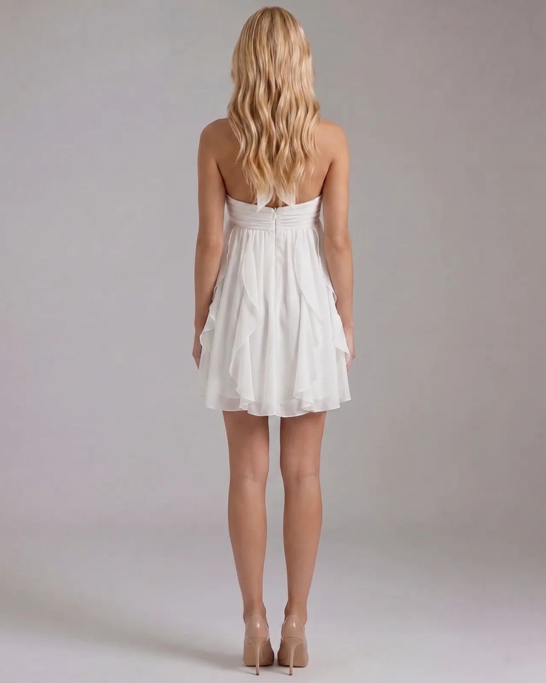 Gerafftes Oberteil gestuftes florales Minikleid
