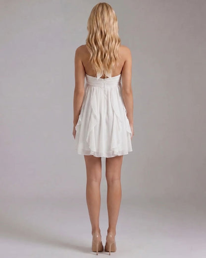 Gerafftes Oberteil gestuftes florales Minikleid
