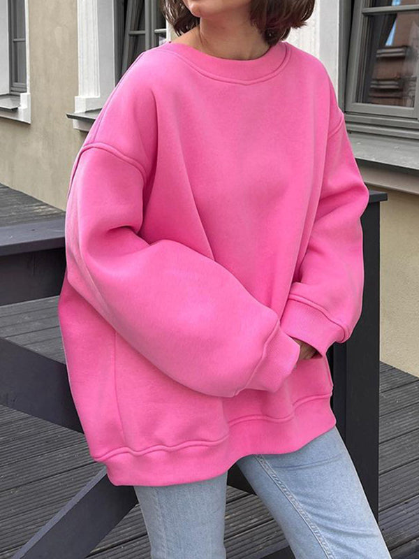 Damen Sweatshirt Locker Mit Rundhalsausschnitt