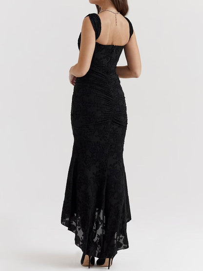 Blaues Bell Kleid mit Blumenmuster Maxi
