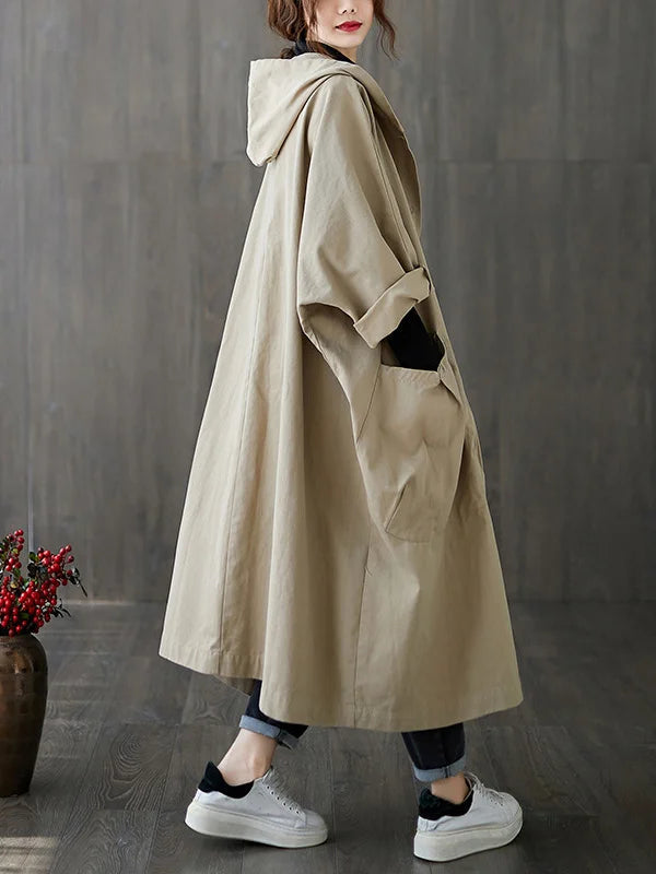 Damen Langer Mantel Mit Wetterfestem Design