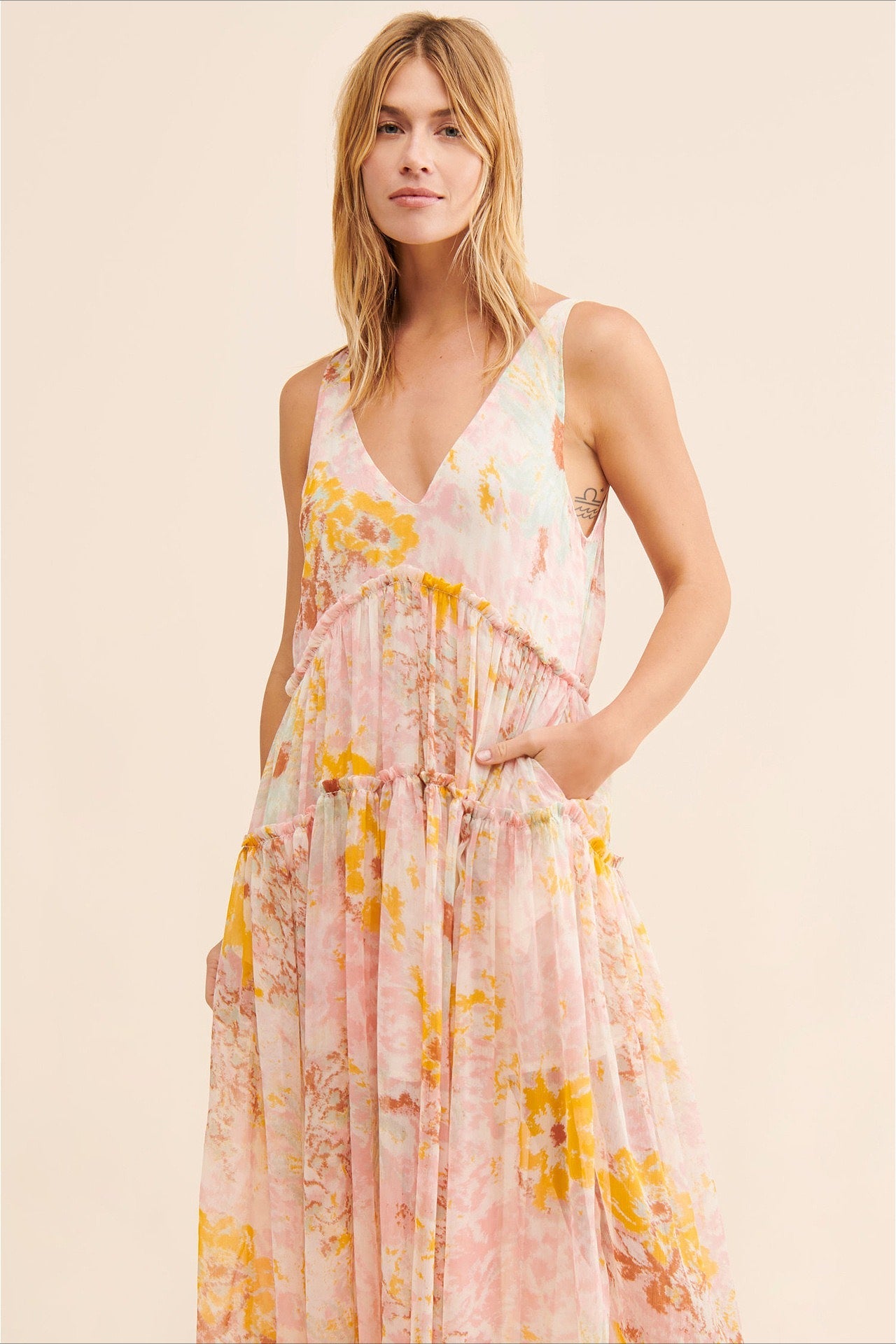 Damen Maxikleid Mit Blumenprint Ärmellos