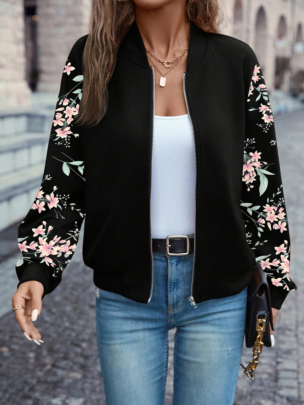 Elegante Langarmjacke mit Baseballkragen für Damen