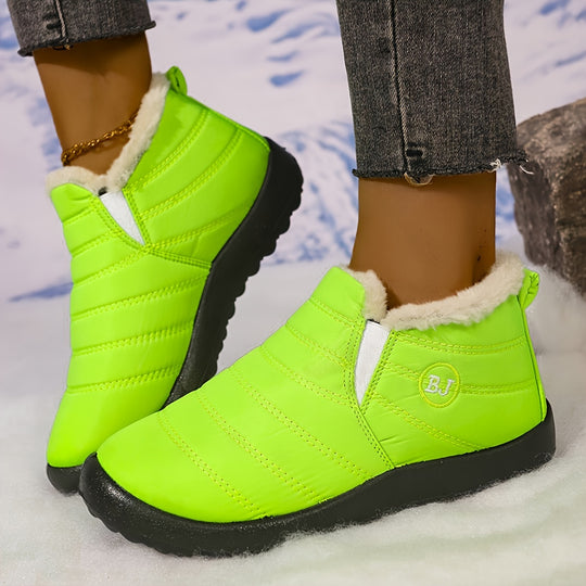 Gefütterte Slip-On Schneestiefel mit Profilsohle für Damen