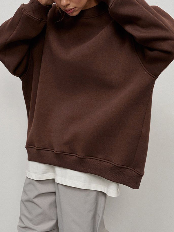 Damen Sweatshirt Locker Mit Rundhalsausschnitt