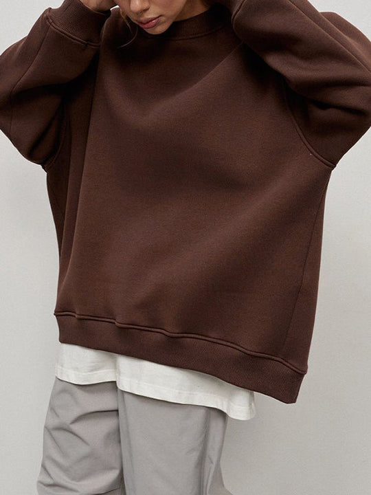 Damen Sweatshirt Locker Mit Rundhalsausschnitt