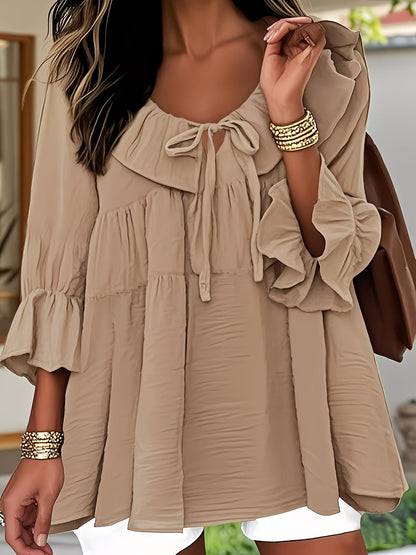 Elegante Bluse mit Rüschensaum am Ausschnitt für Damen