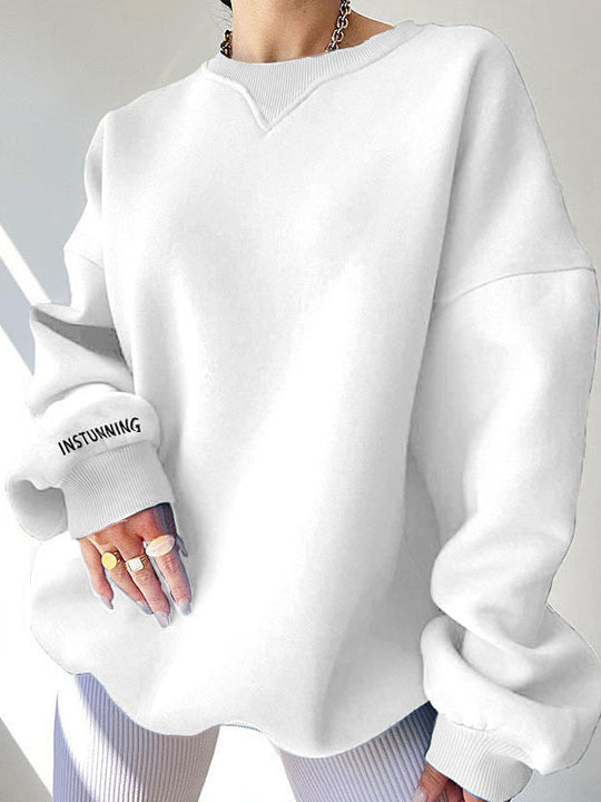 Damen Sweatshirt Mit Rundhalsausschnitt Und Lockerem Schnitt