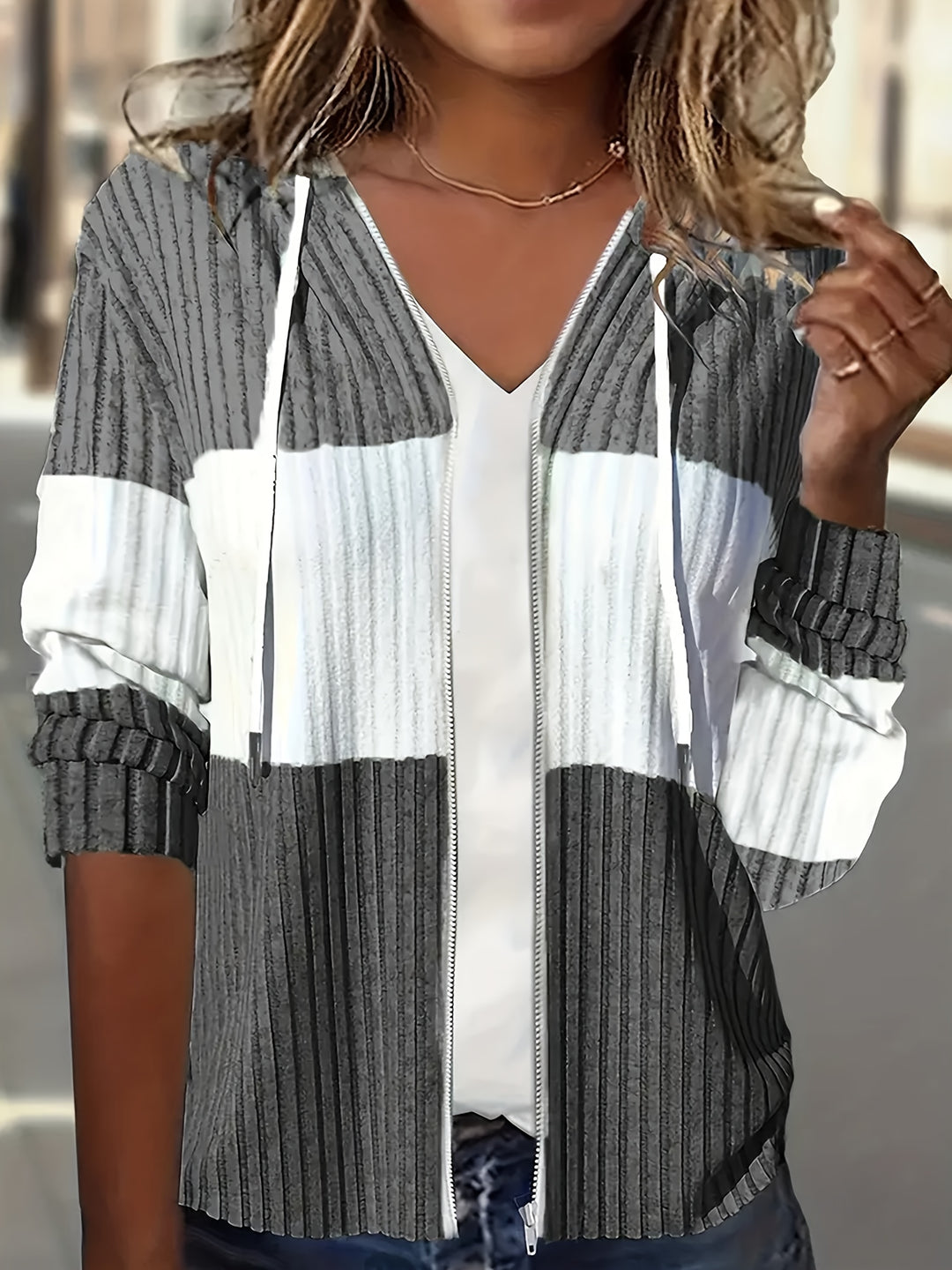 Elegante Kapuzenjacke mit Reißverschluss für Damen