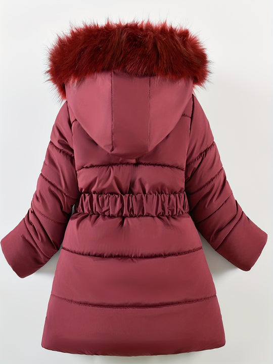 Gesteppte Winterjacke mit Kapuze und Gürtel für Damen