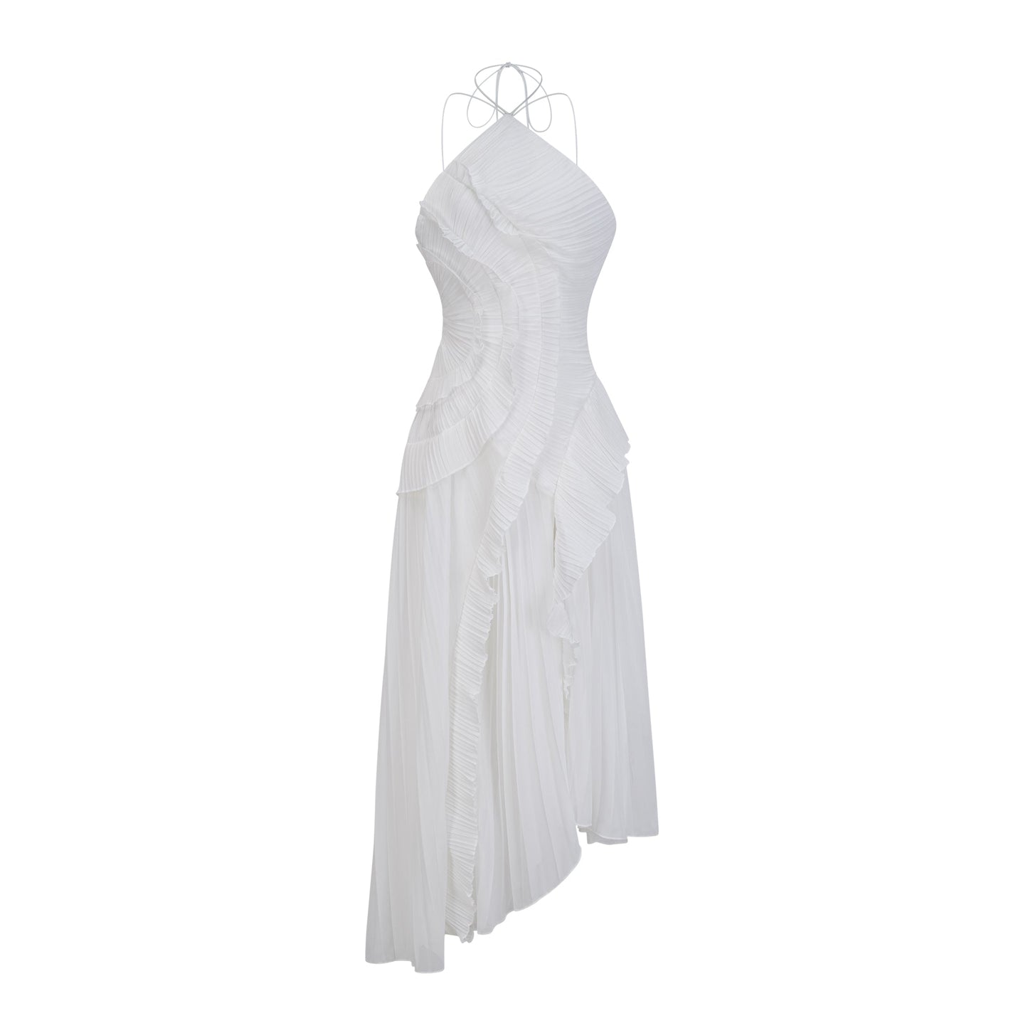 Tea Rose Weißes Midikleid mit Falten für Damen