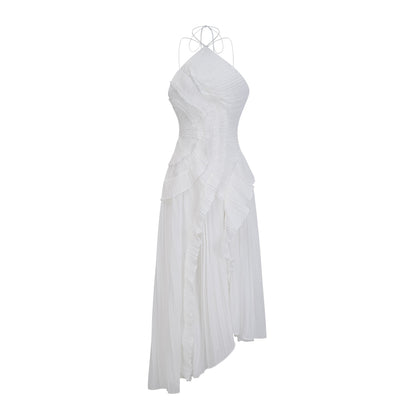 Tea Rose Weißes Midikleid mit Falten für Damen