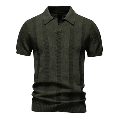 Herren Pullover-Poloshirt mit offenem Kragen und geripptem Saum