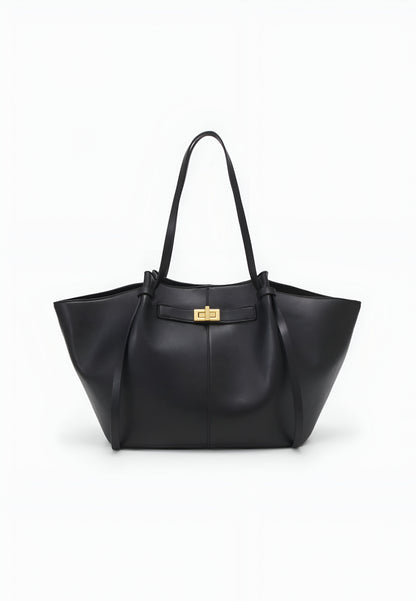 Livana Tote Braun | Elegante große Tote Bag mit Laptopfach und goldenen Details aus veganem Ultrafiber für Damen