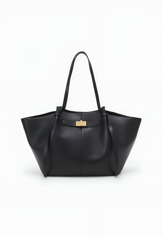 Livana Tote Braun | Elegante große Tote Bag mit Laptopfach und goldenen Details aus veganem Ultrafiber für Damen