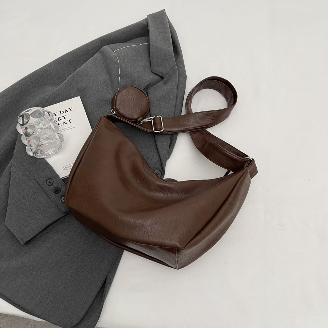 Trendige runde Schultertasche mit Minibörse für Damen