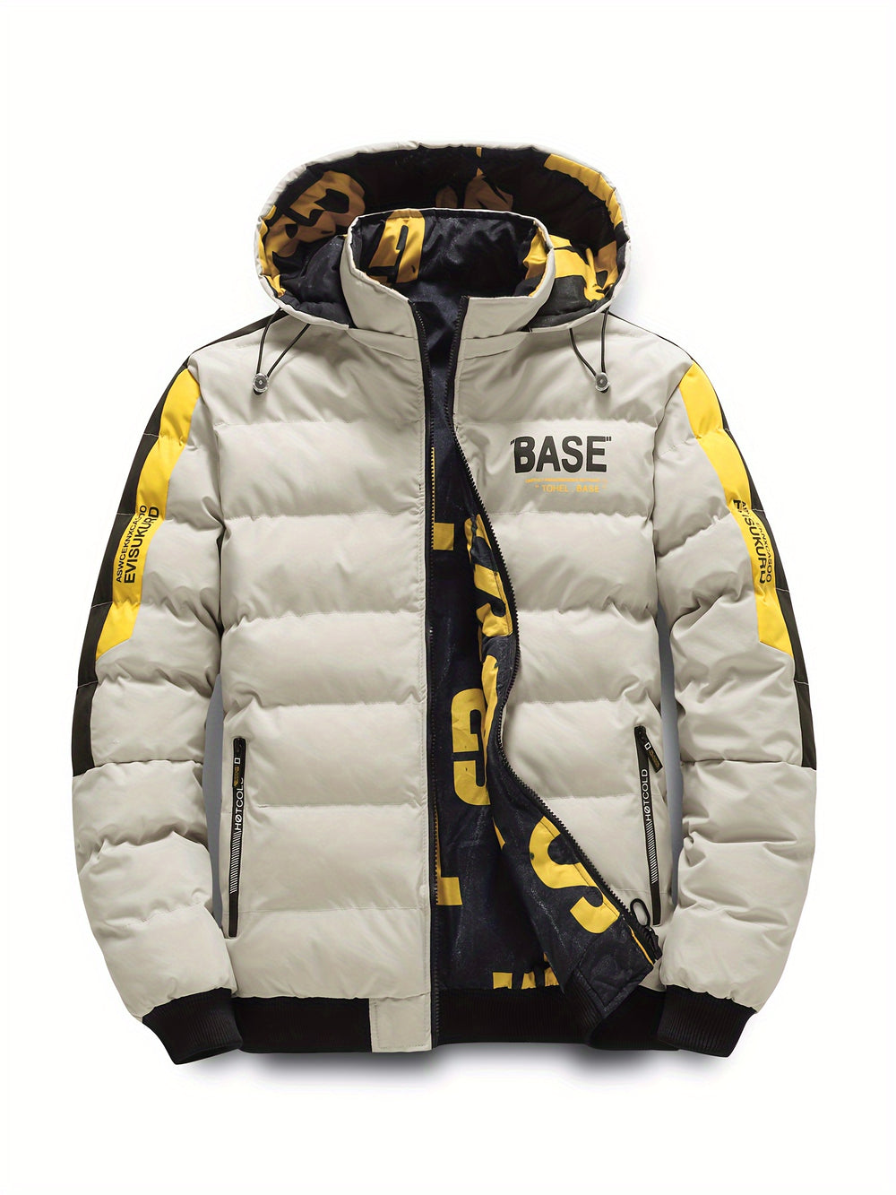 Wärmende Pufferjacke mit Buchstabenmuster für Herren