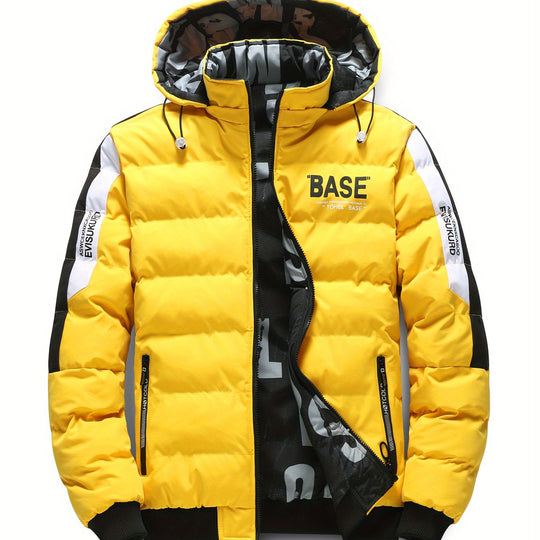 Wärmende Pufferjacke mit Buchstabenmuster für Herren