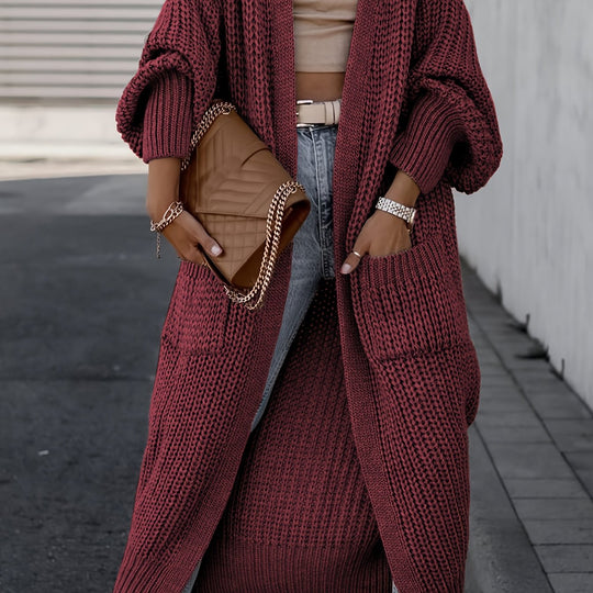 Rippstrick Cardigan mit tiefem V-Ausschnitt für Damen