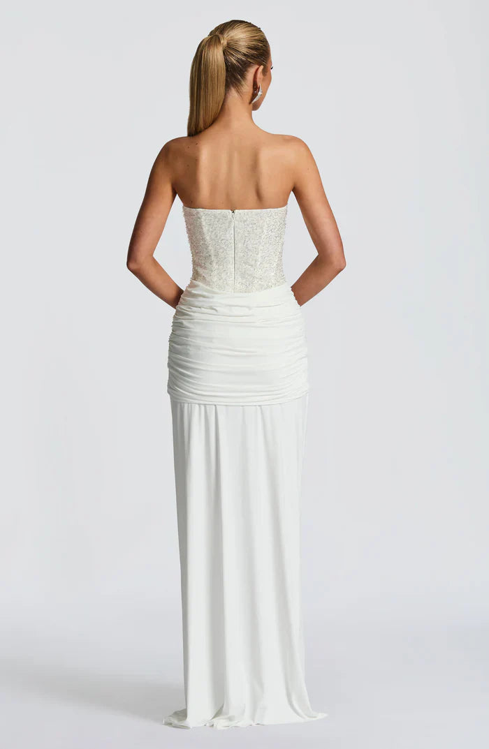 Ärmelloses Corsagen-Glitzer-Maxikleid Damen