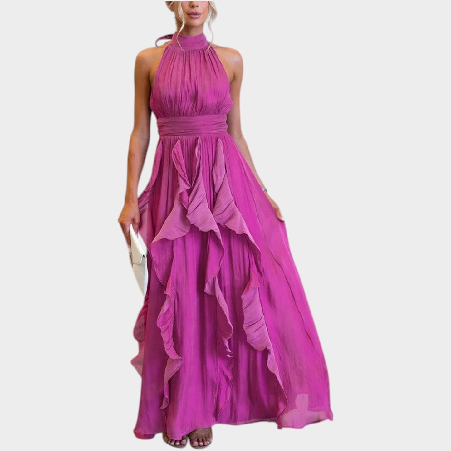 Elegantes Maxikleid mit Rüschen und Neckholder-Ausschnitt für Damen