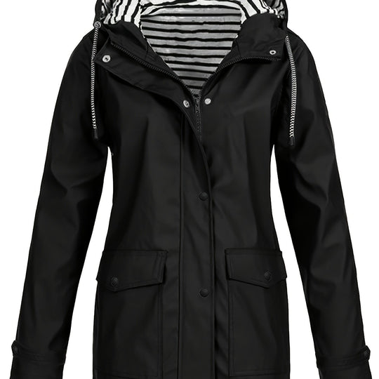 Gestreifte Jacke mit Kapuze und Reißverschluss für Damen
