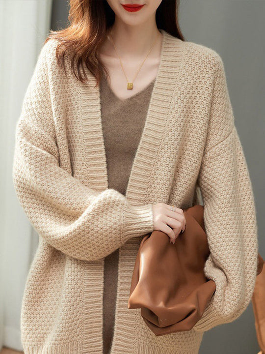 Damen Strickjacke Mit Lockerem Schnitt Und Einfarbigem Design