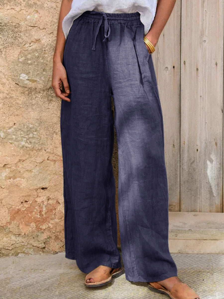 Damen Casual Baumwoll-Leinen-Hose