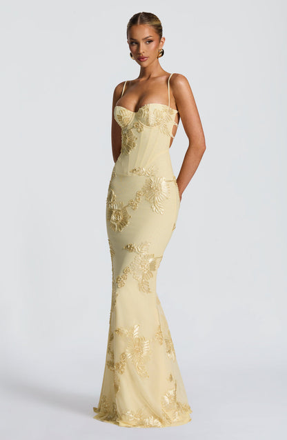 Damen Maxikleid mit Spaghettiträgern Elegantes Sommerkleid für Hochzeitsgäste