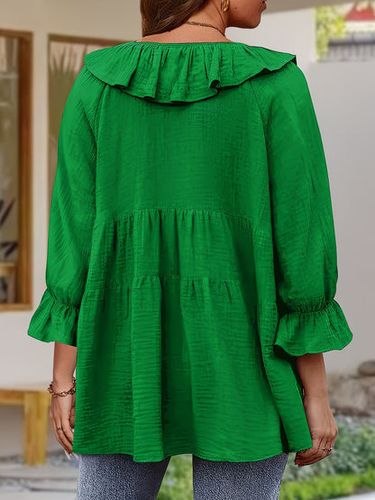 Elegante Bluse mit Rüschensaum am Ausschnitt für Damen