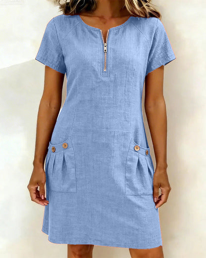 Leinenkleid mit A-Linien-Schnitt und weicher Haptik