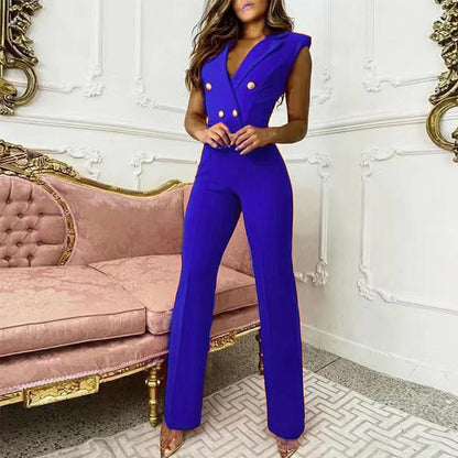 Ärmelloser V-Ausschnitt Jumpsuit für Damen