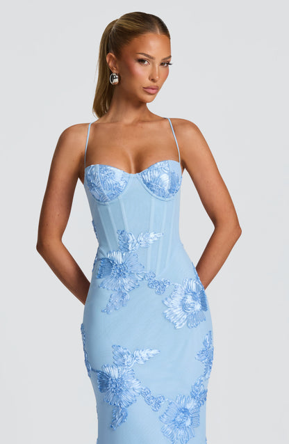 Maxikleid aus Velours mit herzförmigem Ausschnitt